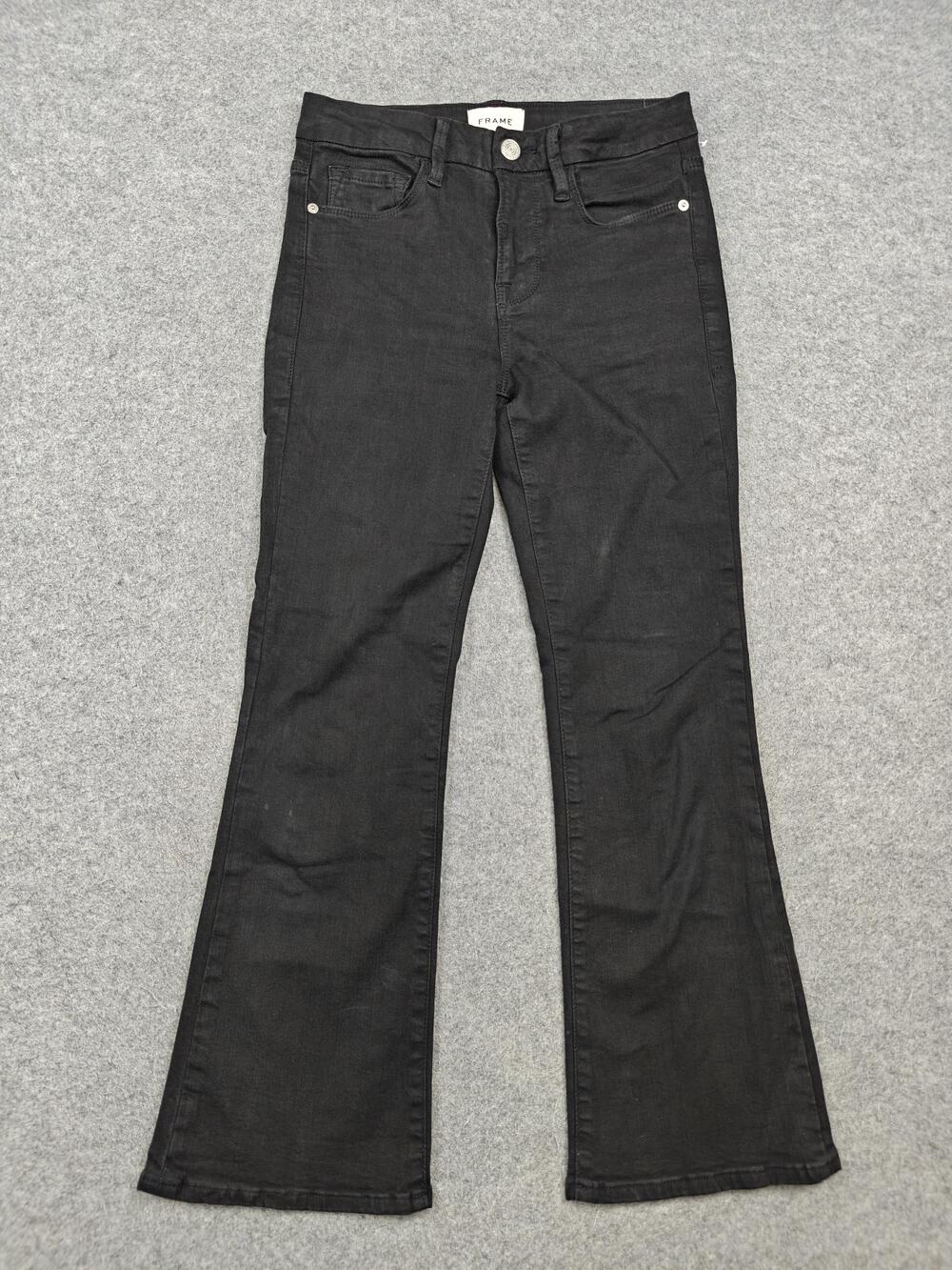 FRAME Le Crop Mini Boot Jeans Womens 25 Black Dark Wash Bootcut Stretch